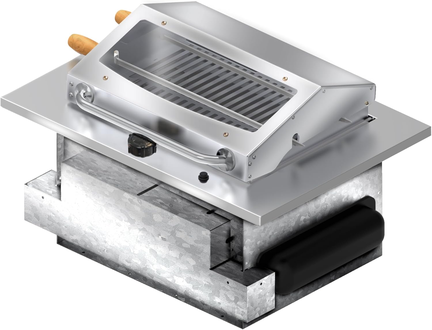 SARO Built-In Gas Grill, Black and Stainless Steel, Propane Cooktop with Automatic Ignition, 2 Burners, 40000W, 65x115x130 in