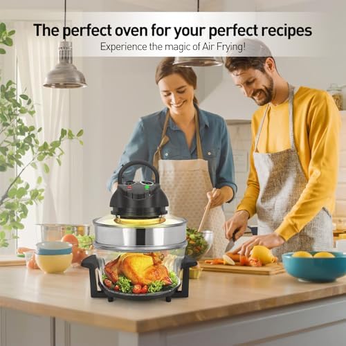 APSARAS USA Upgraded 10 in1 Glass Air Fryer Non Toxic,17 Quart Convection Oven Countertop Air Fryer Glass, Healthy Kitchen Bake,Grill,Steam Broil, & Roast -Includes Bowl,Broil Rack,Toasting Rack