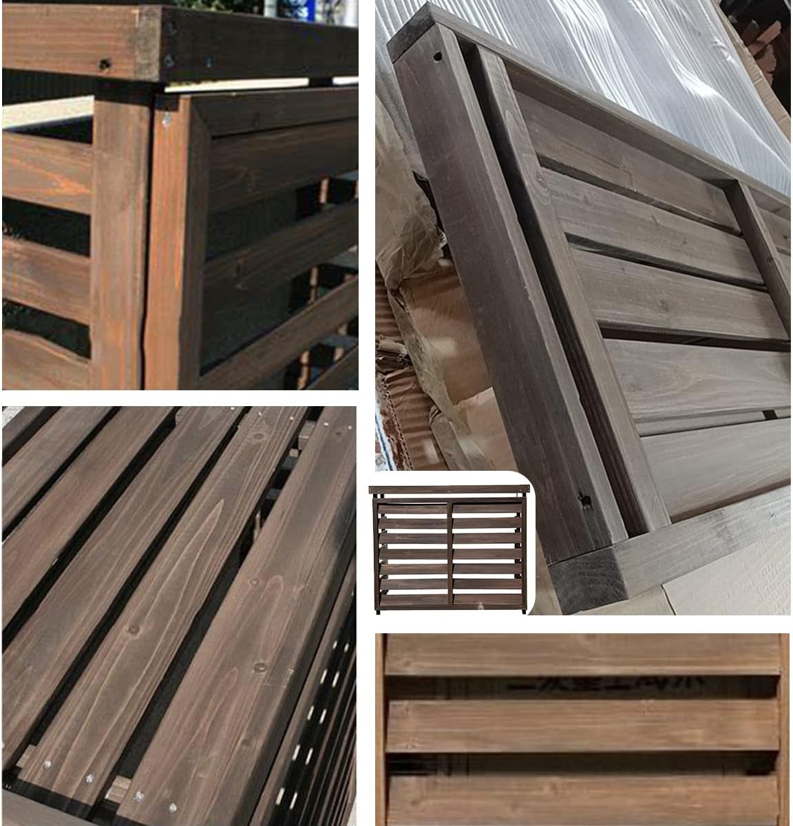 Air Conditioner Covers For Outside Units Outdoor Wooden Air Conditioning Cover Wooden Flower Stand Waterproof Privacy Screen Solid Wood Air Conditioner Outer Frame Breathable (Size : B)