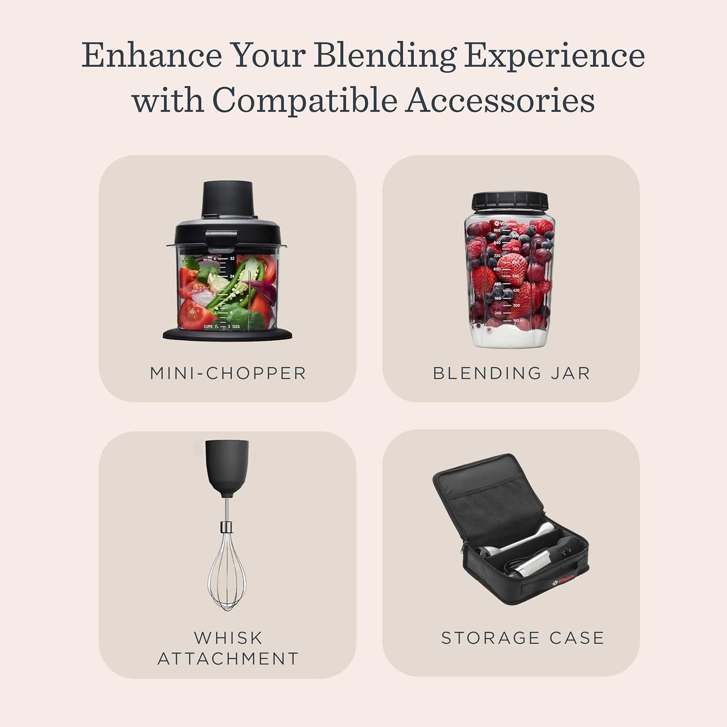 Vitamix 5-Speed Immersion Blender, Professional-Grade Hand Blender with 625-Watt Motor and Stainless-Steel Blade, Stainless Steel/Black