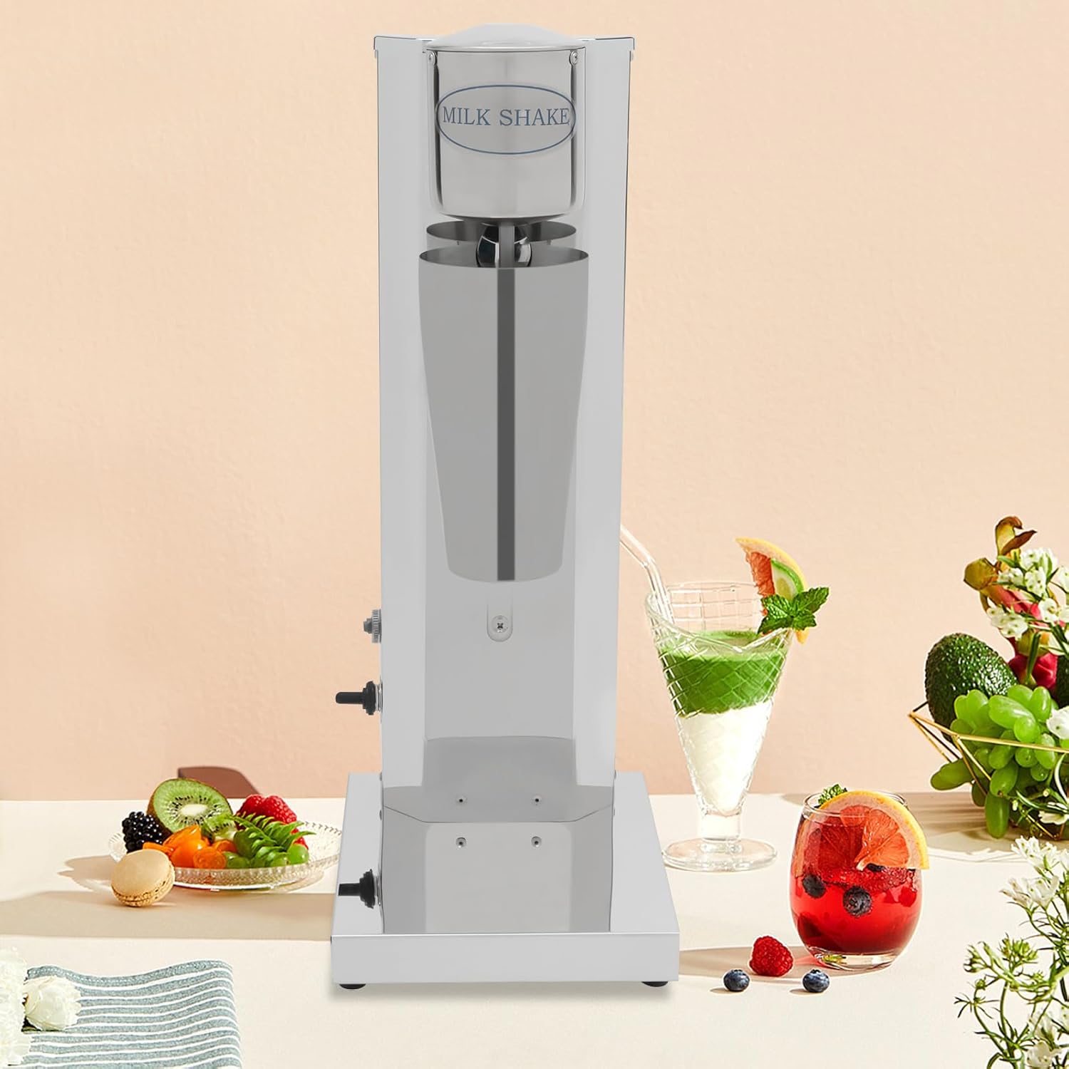Milkshake Maker Machine, 180W Commercial Milk Shake Maker Mixer Single Head Drink Mixer Blender Machine 2-Speed Milkshake Blender with 22oz Stainless Steel Cup for Commercial 18000RMP