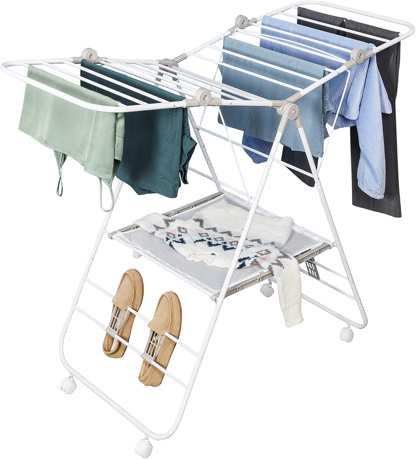 Honey-Can-Do Folding Wing Clothes Dryer, with Wheels DRY-09804 White, 50 lbs