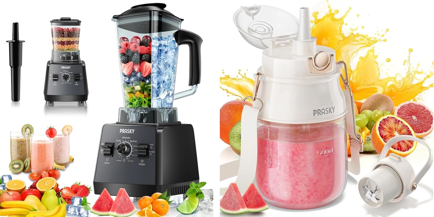 Professional Blender,Smoothies Blenders, PRASKY Max.2400Watts/1000Watts Blender + 27oz Cup