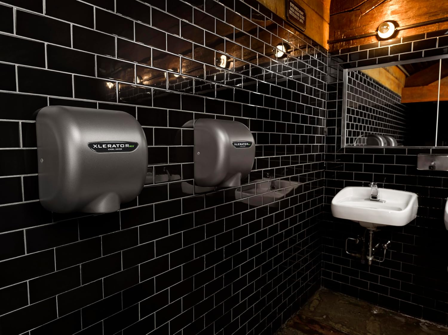 XLERATOReco Hand Dryer, Excel Dryer XL-GR-ECO-1.1N-110-120V Hand Dryer, Automatic, Surface-Mounted, Cast Cover, Textured Graphite Paint, 110-120V with Noise Reduction Nozzle