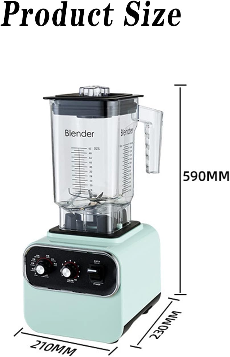 Blender, 2L Commercial Smoothie Maker with 10 Speeds and 4 Dimensional Spoiler Function, with 8 Stainless Steel Blades, 1600W Power Motor, Can Make Smoothies or Milkshakes and More