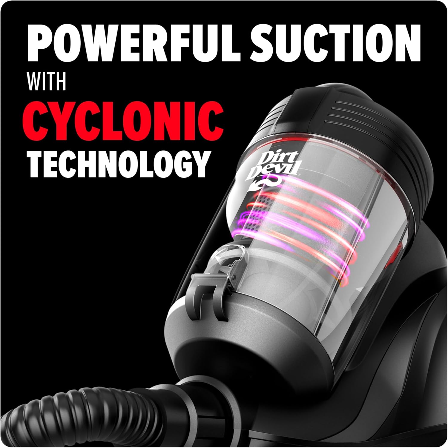 Dirt Devil Bagless Canister Vacuum Cleaner with Cord Rewind for Carpet and Hard Floors, Lightweight, Powerful Suction with Versatile Tools, Corded Canister Vacuum Cleaners for Home Use