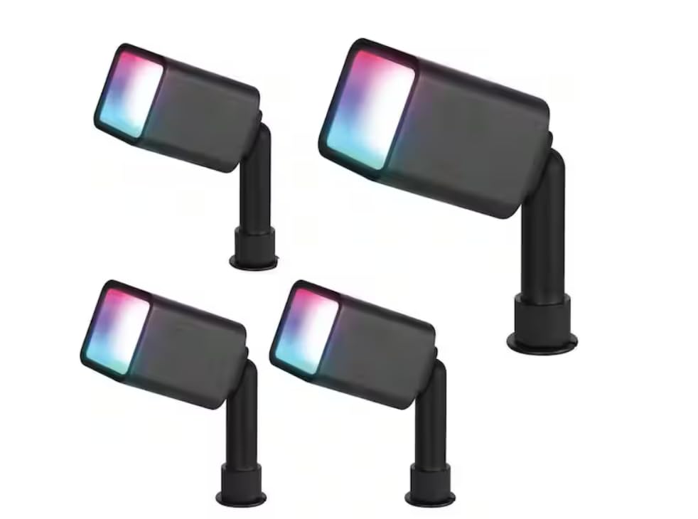 Feit Electric 12-Volt Integrated LED Outdoor Spotlight Smart Wi-Fi Connected Wireless Color and Tunable White No Hub Required 4-Pack LVLANDSCAPERGBW/AG/4