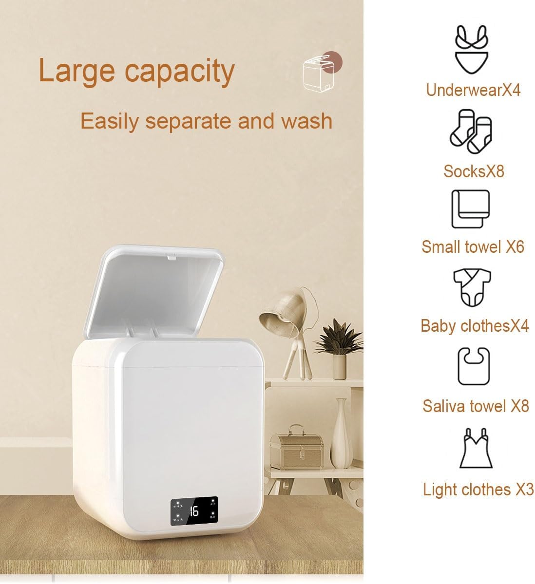 Portable Washing Machine 9.5X9X12in Small Washer Convenience And Efficiency 12L Capacity Travel Washing Machine For Home Dorm Apartment RV Outdoor Use
