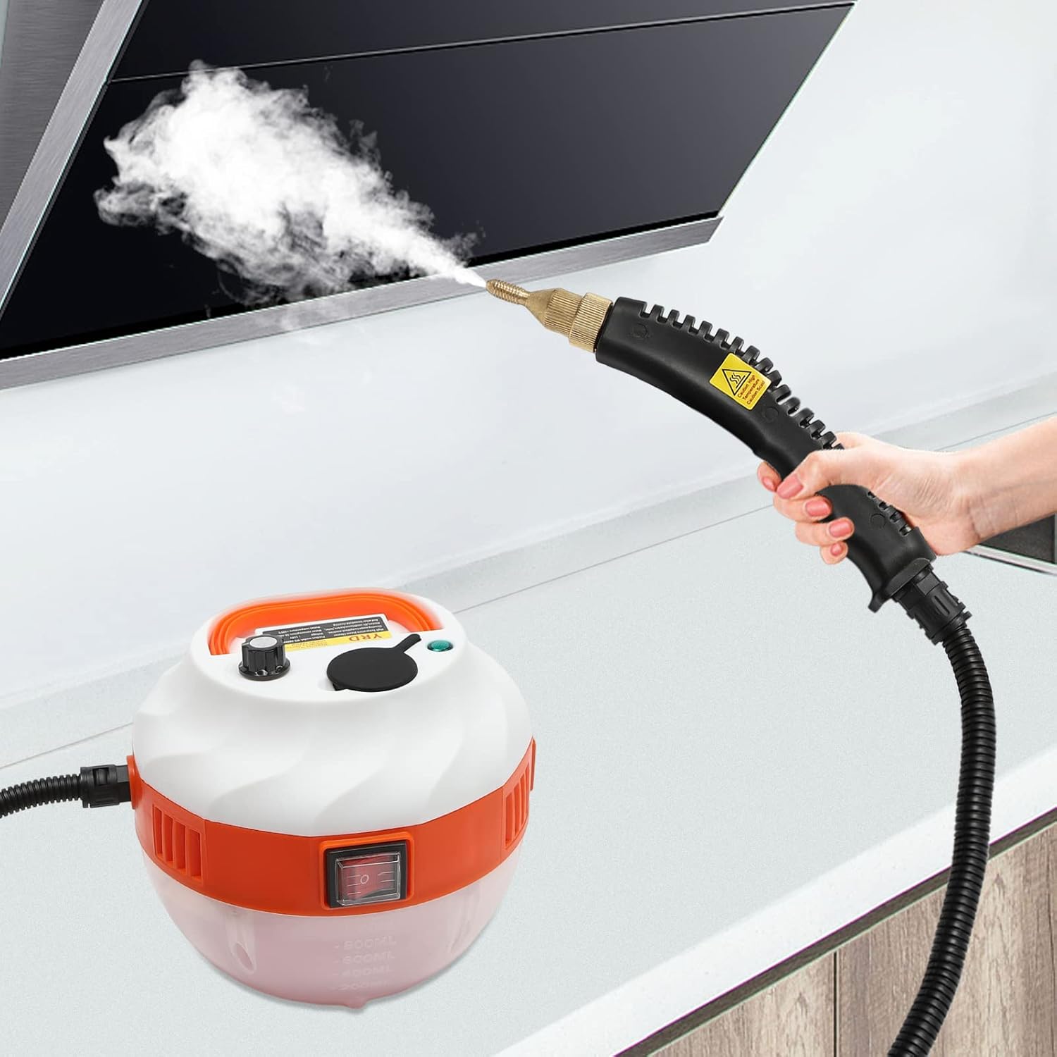 Handheld Steam Cleaner 1.6KW High Pressure Steamer for Cleaning Portable Corded Steam Cleaner for Home Use, 0.35Gal Water Tank 221℉ High Temperature Fast Heating Steamer for Car Detailing (White)