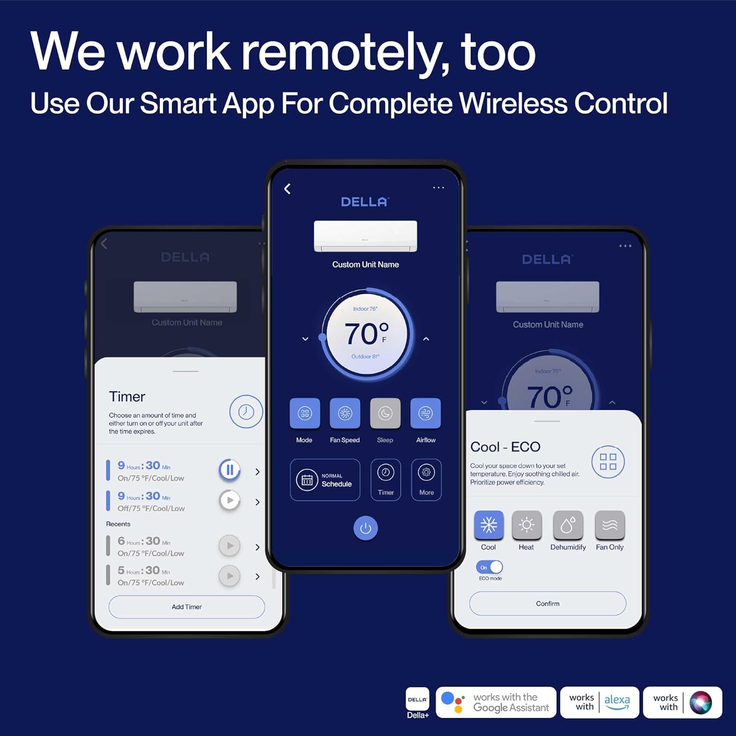 DELLA 18K BTU 2 Zone 7000 12000 BTU Mini Split AC & Heat Pump, Energy Star 22 SEER2 Inverter 230V Ductless AC System for Rooms up to 850 Sq.Ft, WiFi & Voice Control, Pre-Charged,16.4ft Install Kit