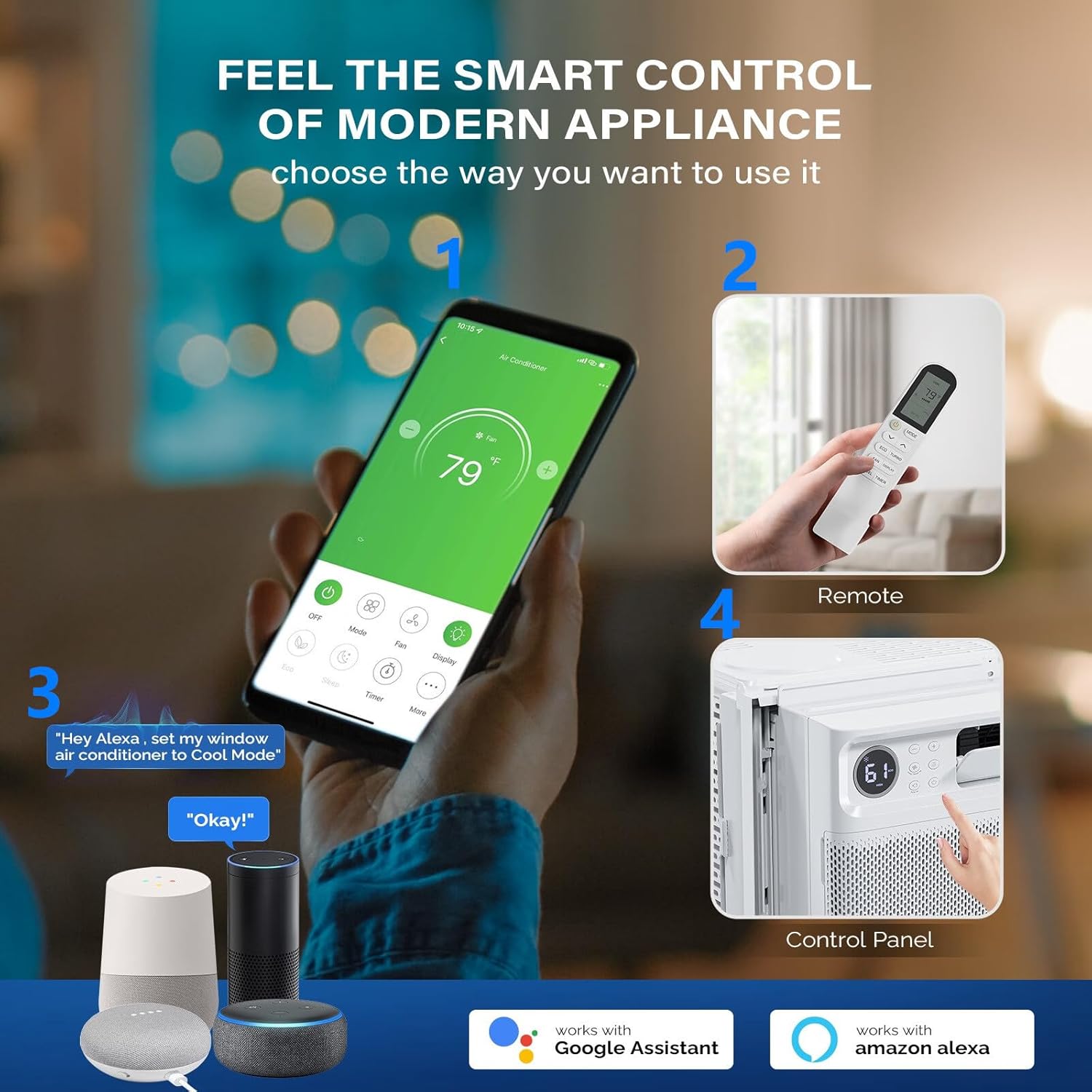 Bonnlo 8000 BTU Wifi Enabled Window Air Conditioner with Inverter, AC Unit for Window with APP & Voice Control, Timer Function & Pre-Installed Side Panels for Easy Operation & Installation, 115V/60Hz