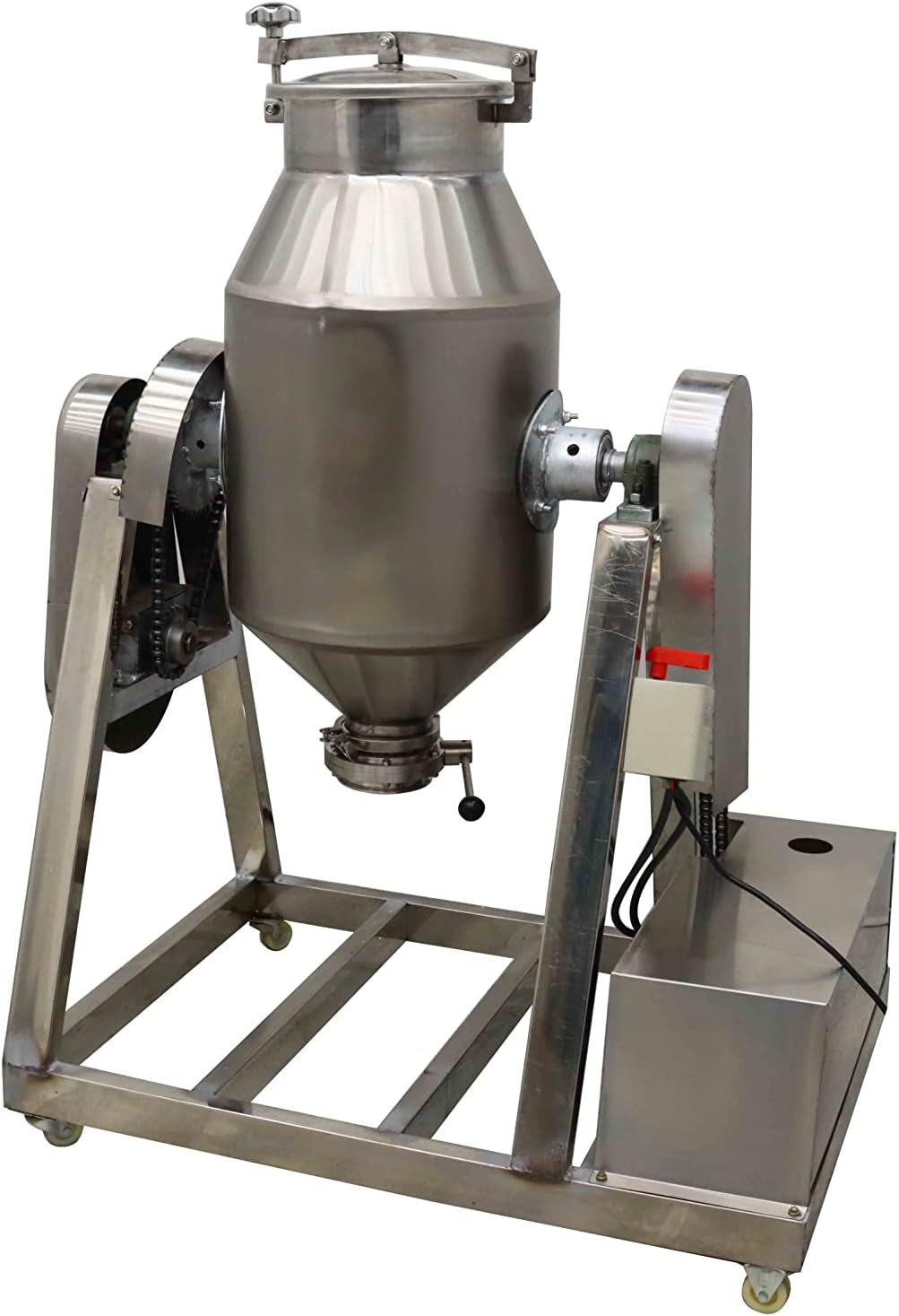 INTSUPERMAI Dry Powder Mixer Mixing Machine Stainless Steel Drum Blender Mixing Machine Particle Blender Powder Mixer Metal Metallurgy Powder Food Material Abrasive Blender 110V 100L