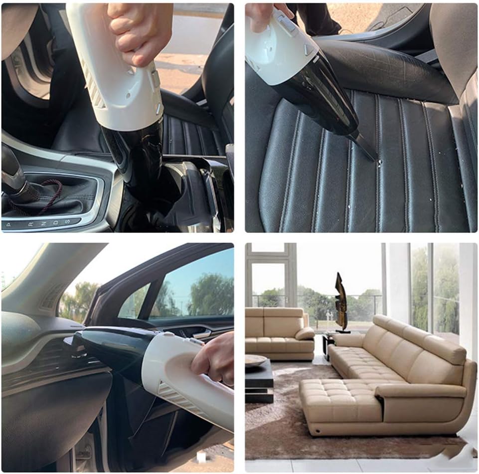 Handheld Vacuum Cleaner, 120W Rechargeable Wet and Dry Vacuum Cleaner, Portable Handheld vaccum Cordless with 3500Pa Powerful Suction, for Car, Pet Hair, Dust, Home,Whit