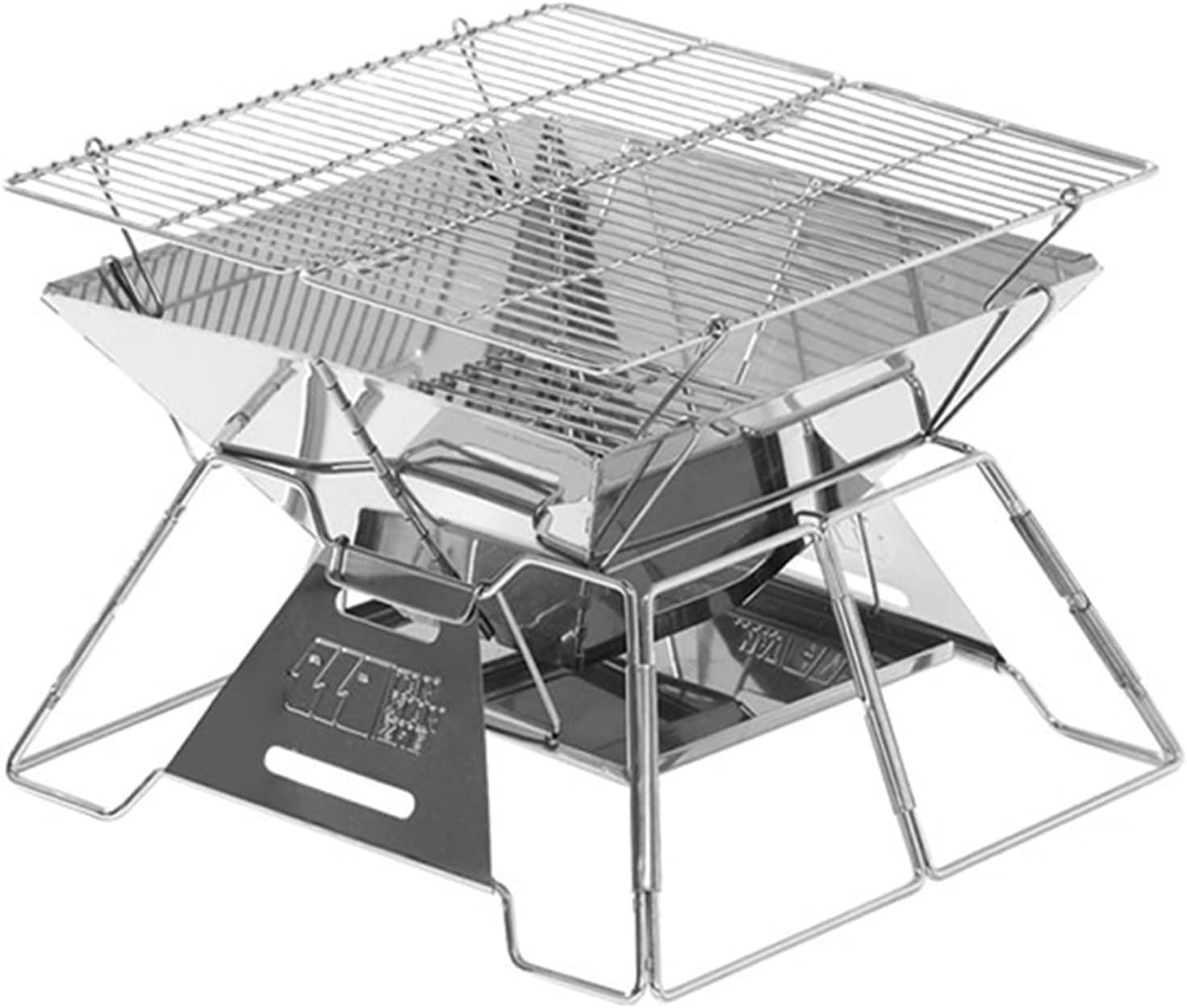 Outdoor Rectangular Fire Pit with Grill - Large Wood-Burning Patio & Backyard Fire Pit for Outside with Cooking BBQ Grill Grate, Spark Screen,firepits for Outside (Size : Large)