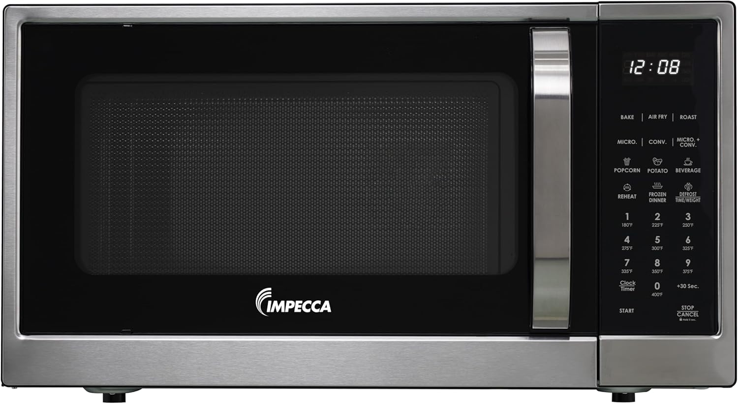 Impecca 1.3 Cu. Ft. Microwave Oven with Powerful Convection, Air fry, Roast, Large 12.8