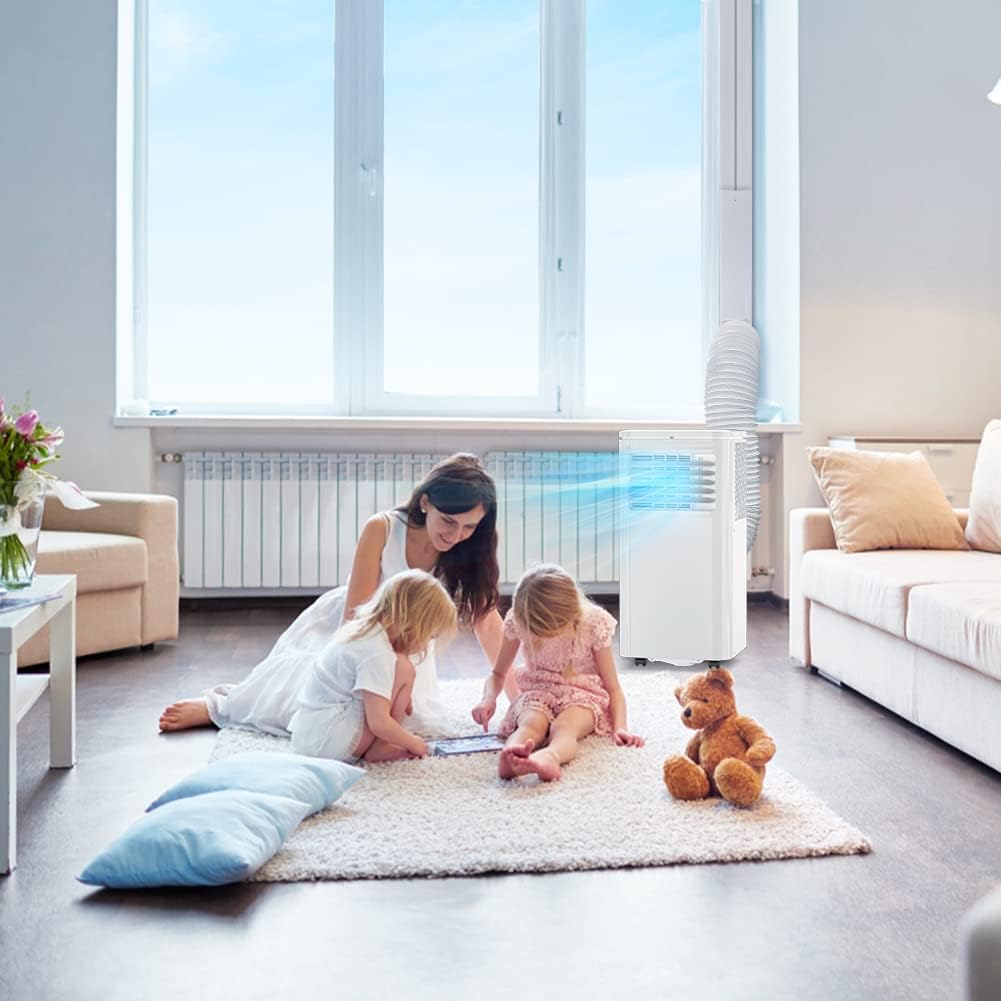 10000 BTU Portable Air Conditioner for Cool Up to 350 Sq.Ft. Large Room, LifePlus 3 In 1 Portable AC Unit w/Dehumidifier & Fan, Auto Swing, 24H Timer & Window Ventilation Kit, Low Noise for Bedroom