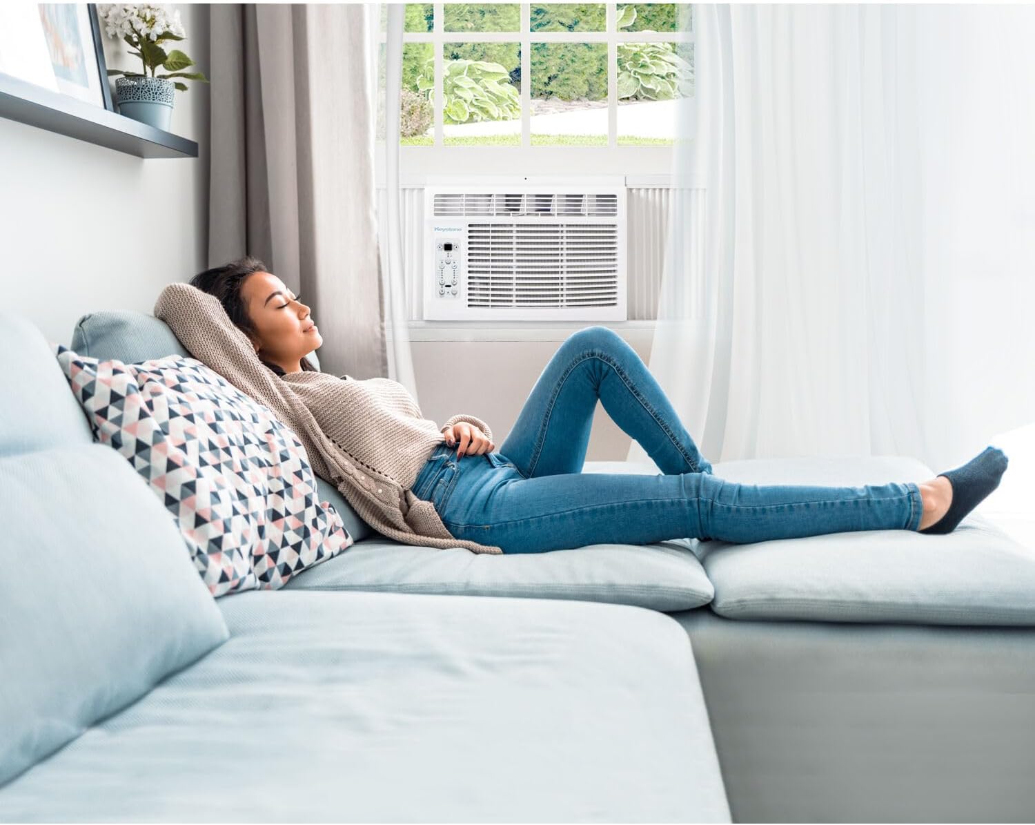 Keystone 5,000 BTU Window Air Conditioner and Dehumidifier, Window AC Units for Apartment, Living Room, Bathroom, and Small Rooms up to 150 Sq. Ft., Quiet Window Air Conditioners with Remote Control