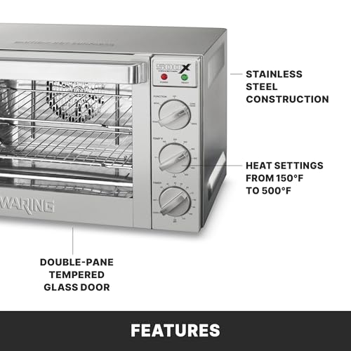 Waring Commercial WCO500X Half Size Pan Convection Oven, 120V, 5-15 Phase Plug, Steel