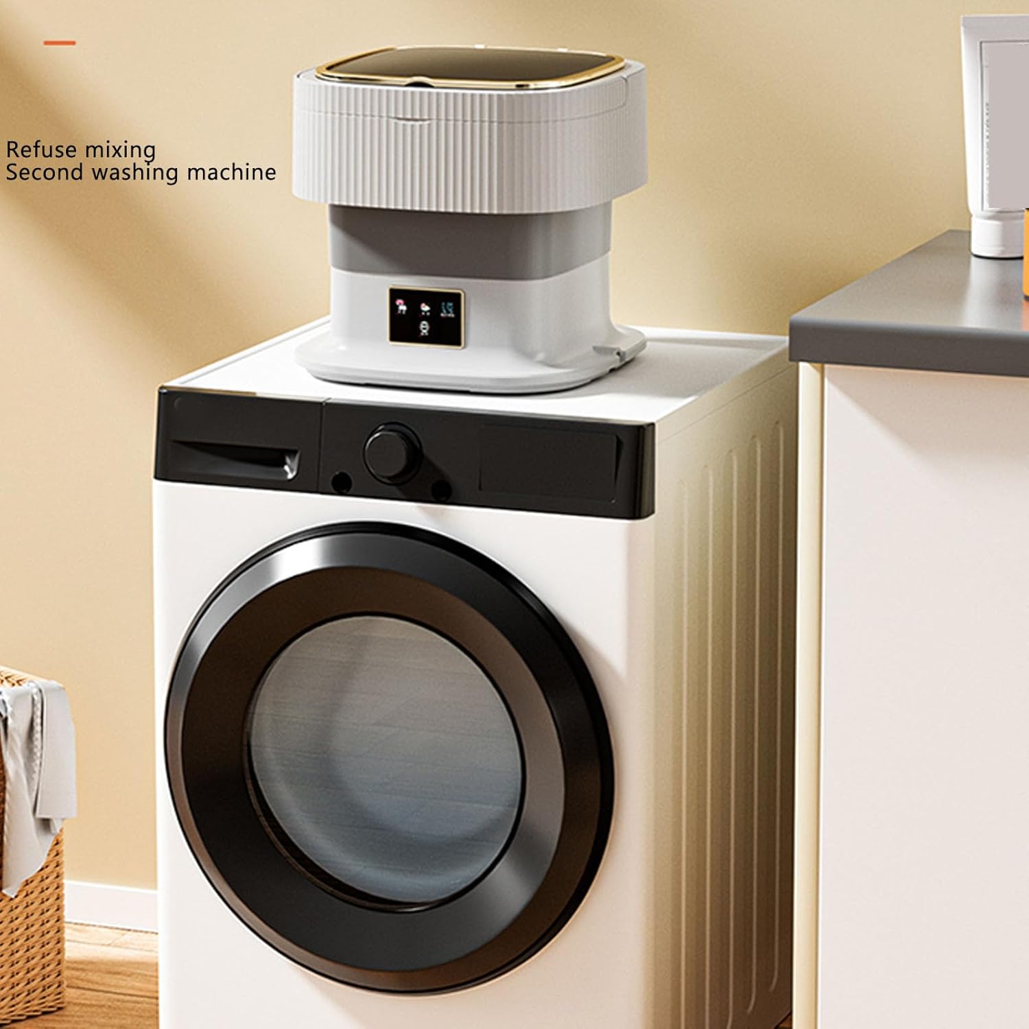 Pssopp Portable Laundry Washing Machine, 11.5L Underwear Baby Clothes Cleaner with Drain Hose for Small Space Dormitory Motorhome Use (US Plug)