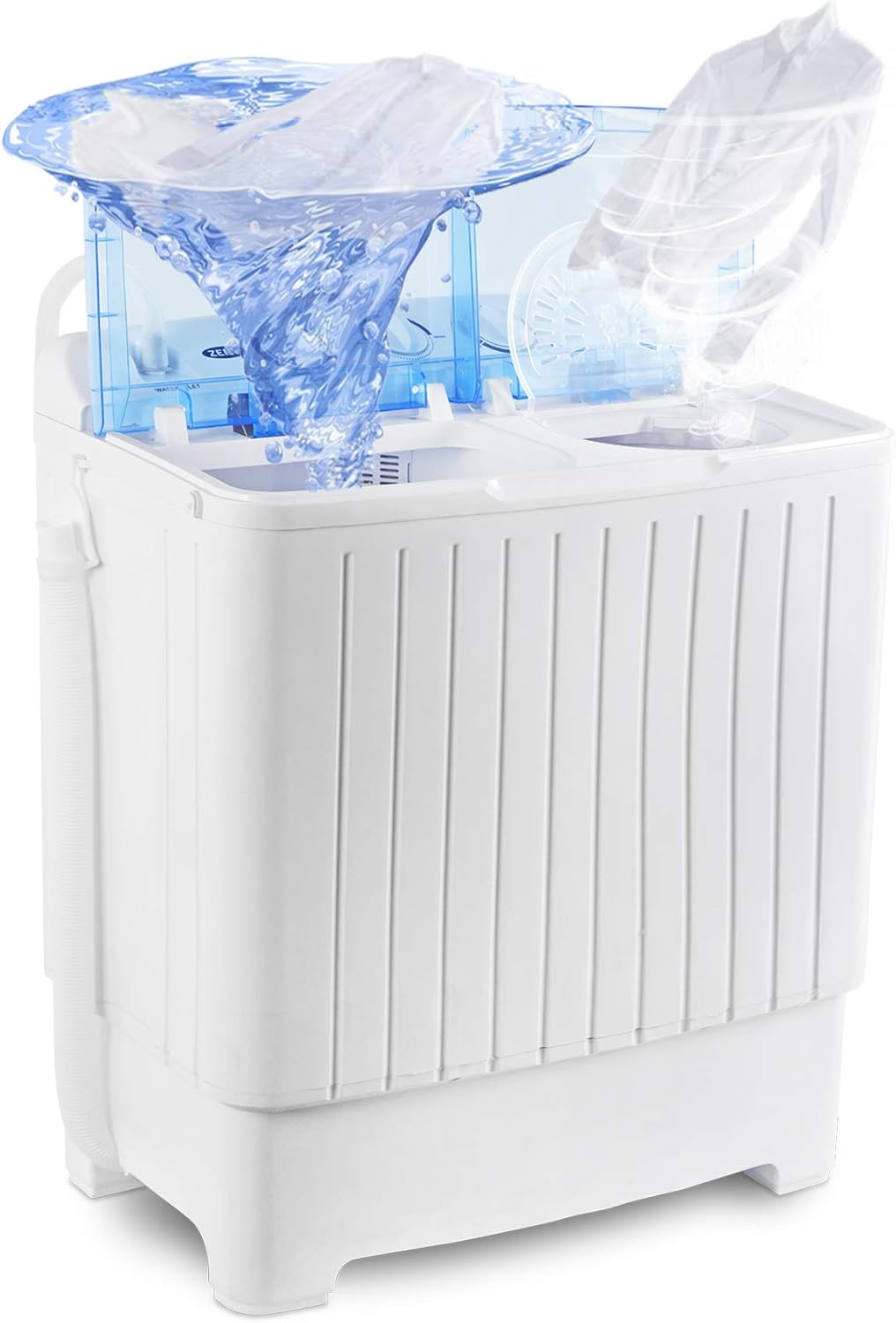 Nouva 18LB Portable Washing Machine - 2 in 1 Mini Twin Tub Washer Compact Laundry Machine, 11 LB Washer 6.6 LB Spinner Combo w/Built-in Drain Pump for Apartments, RVs, Camping, Dorms