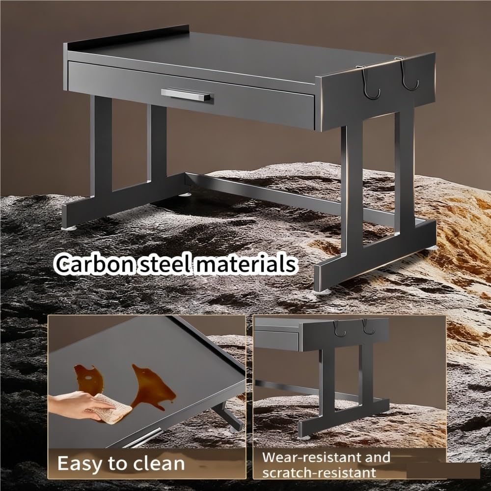 Microwave Stand with Drawer, Countertop Microwave Shelf, Space-Saving Kitchen Organizer for Ovens, Rice Cookers, Small Appliances(Gray,24.4