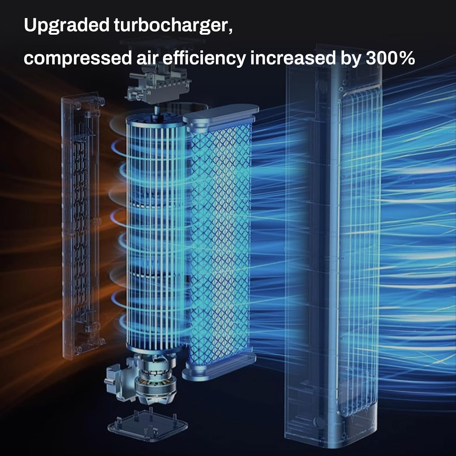 Portable Kitchen Cooling Air Conditioner, 3 Speeds with Air Conditioner Wind Deflector, Turbo Compression Cooling, USB Rechargeable Suitable for Kitchen, Bedroom and Living Room (blue)