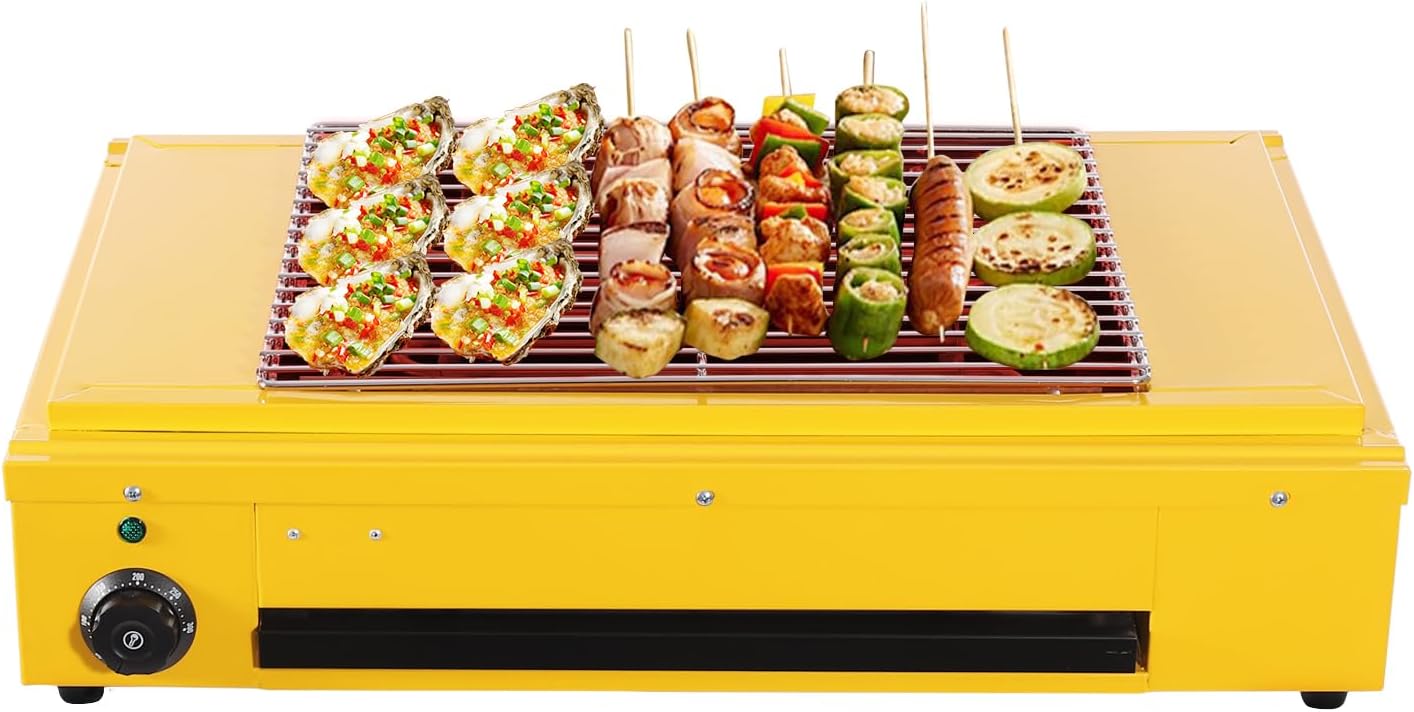 Portable Outdoor Barbecue Grill, Electric Grill 1500W Electric Indoor Grill with Temperature Control 4.2ft Long Power Cable Fast Heat for Home, Commercial Grill BBQ, Camping