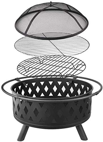 Outdoor Fire Pit Outdoor Fire Large Bonfire Wood Burning Patio Coal Grill Firepit for Outside Grill Charcoal Smokeless Grill with Spark Screen Poker