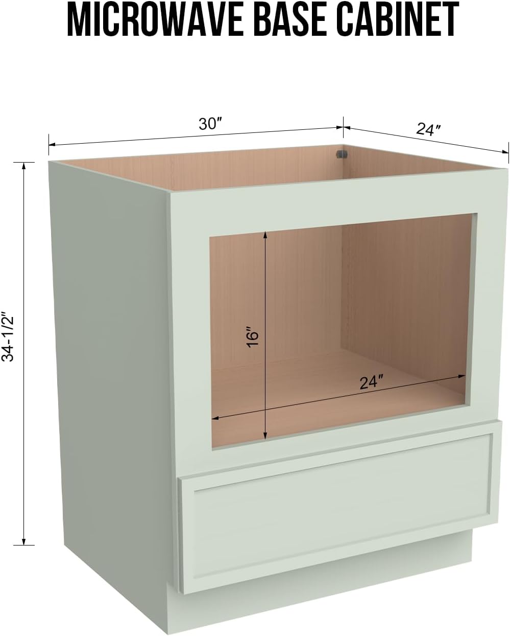 Microwave Base Cabinet – Solid Wood Shaker Style Kitchen Storage Base Unit with Drawer & Soft-Close Doors, RTA Pantry Cupboard for Dining Room, Coffee Bar 30