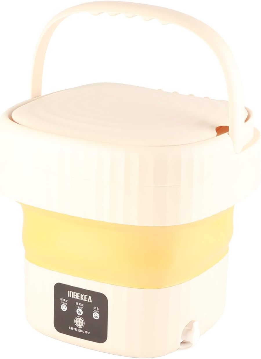 Portable Washing Machine, 6L Mini Laundry Washer for Sock Towel Rag, Foldable Washing Machine for RV Outdoor Camping Travel(Yellow)