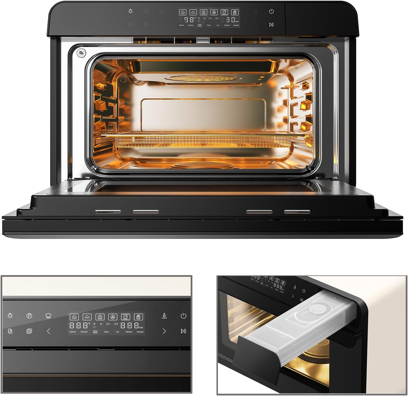 ROABM Toaster Oven Air Fryer Combo R-BOX Pink, 23QT Countertop Convection Steam Oven, Rapid Steam, Bake, Air Fry, Broil, Dehydrate, Defrost, Ferment, Steam Self-Clean, Touchscreen Control