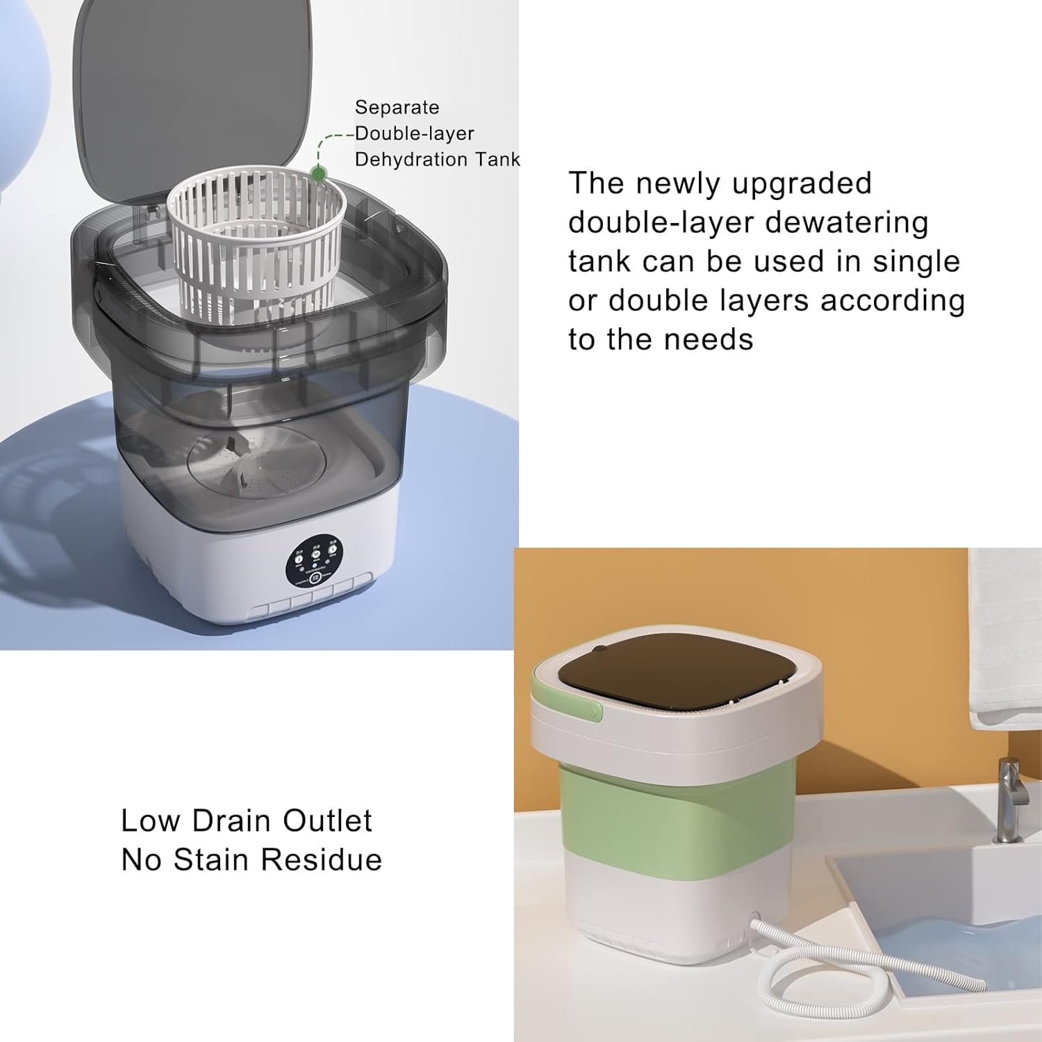 Portable Washing Machine-Mini, Foldable, Small Washing Machine with Drain Basket, for Apartment, Laundry, Camping, Rv, Travel, Underwear, Personal, Baby (Color : Pink)