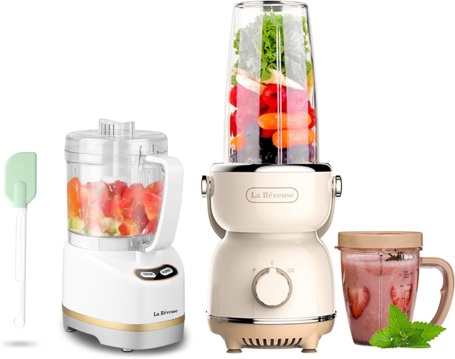 La Reveuse 300W Retro Blender + La Reveuse 2-Cup Small Food Chopper