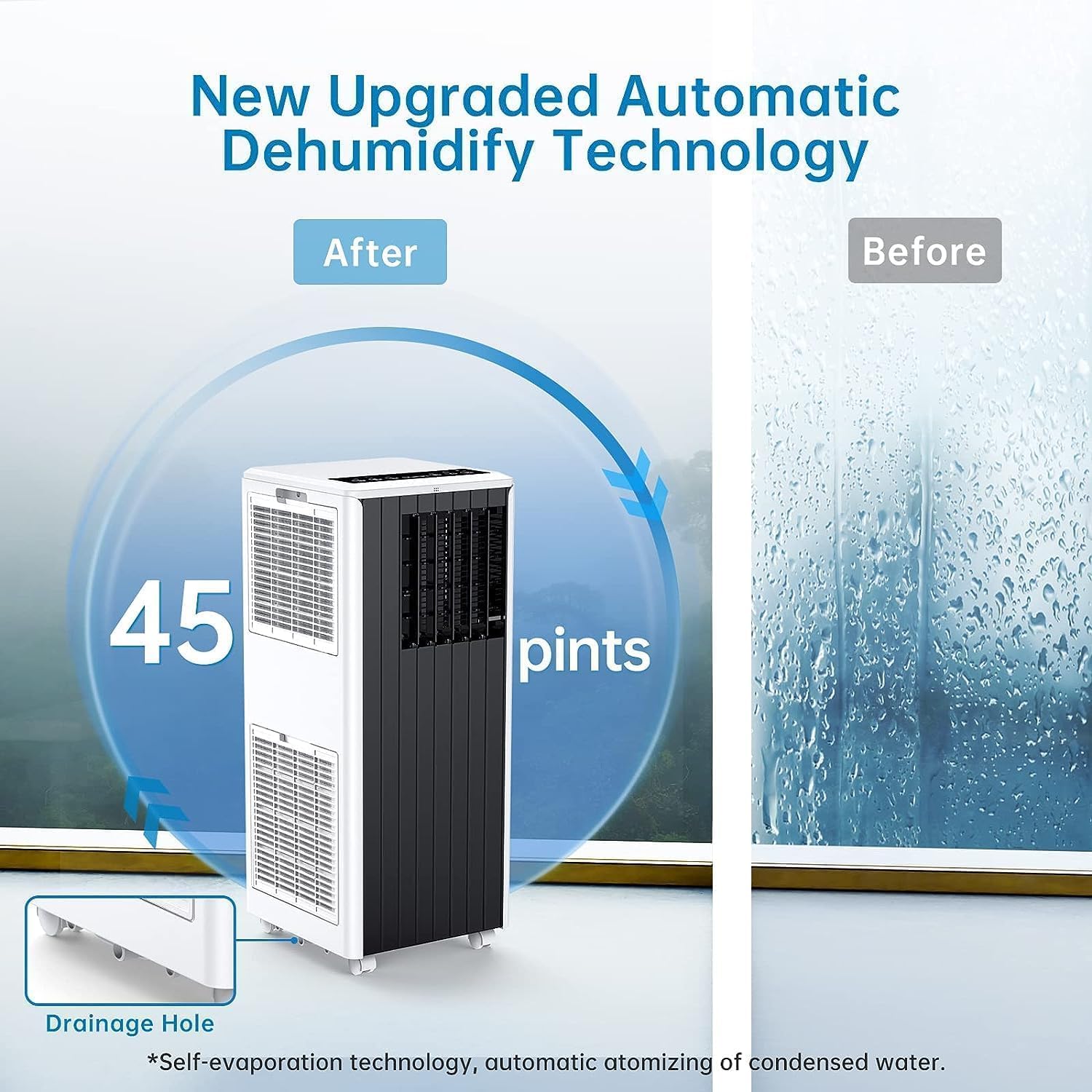 8000 BTUs Portable Air Conditioner, 3-in-1 Quiet Portable Cooling AC Up to 350 Sq.Ft. with Dehumidifier,Fan, Sleep Modes, AC Unit with Remote Control & 24H Timer, Efficient Cooling