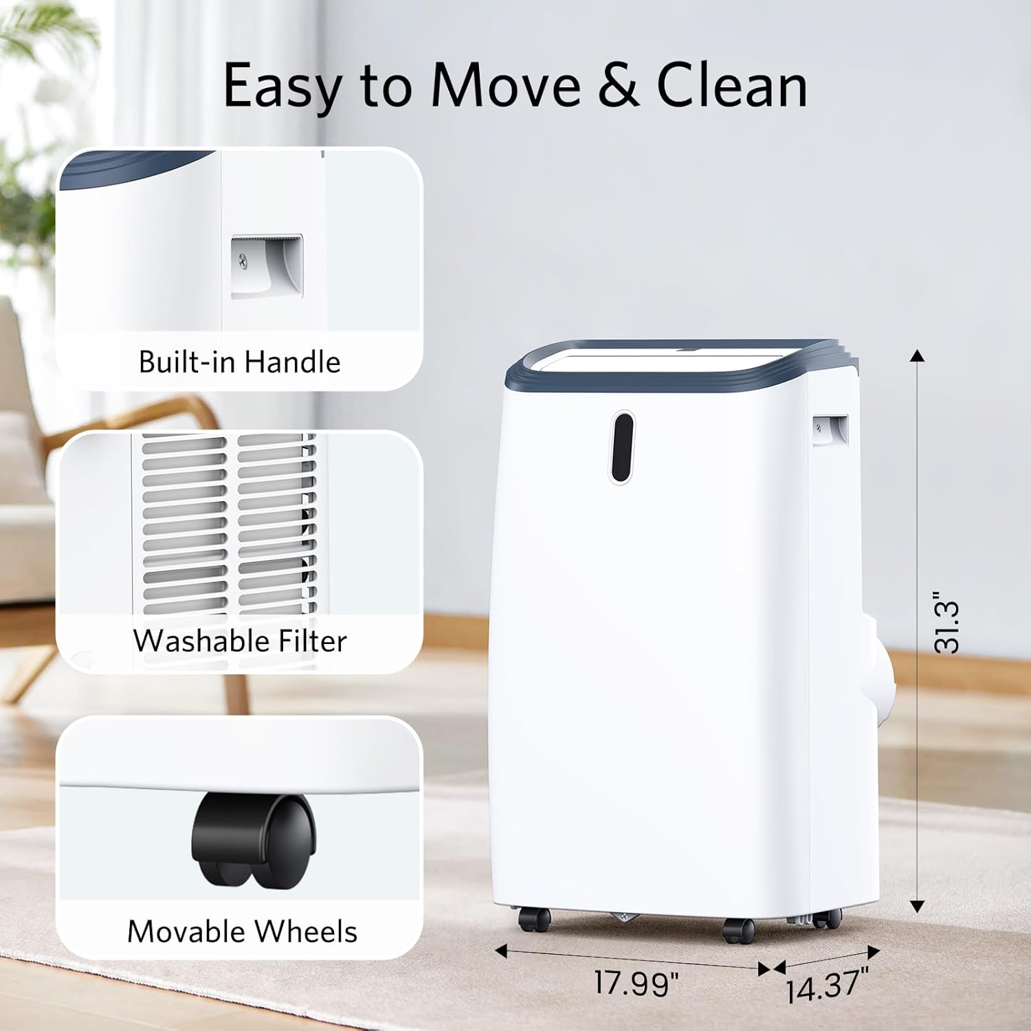 14000 BTU Portable Air Conditioners, Portable AC Unit for Room Cools up to 700 sq.ft, 3-in-1 Free Standing Cooling AC Unit with Fan & Dehumidifier, Sleep Mode,24H Timer, Automatic Louver