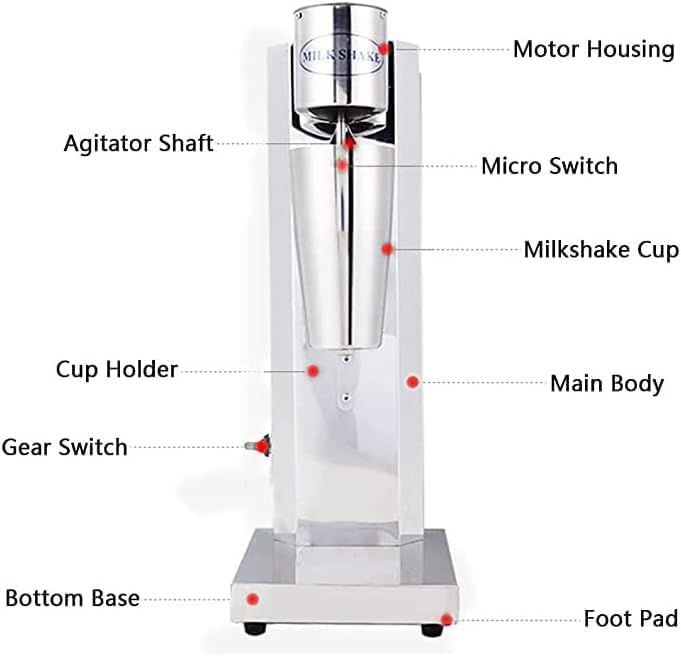 180W Commercial Milkshake Machine, 18000rpm Electric Drink Mixer, with 2 Speed Adjustable and 800ML Cup, for Smoothie Milk Ice Cream Blender(Single Head)