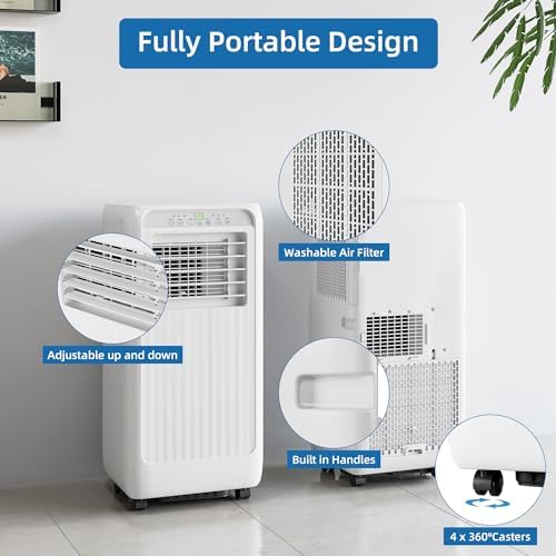 Garvee 8000 BTU Portable Air Conditioners, 3 in-1 Portable AC with 24H Timer & Remote Control, Dehumidifier, and Fan Mode, White