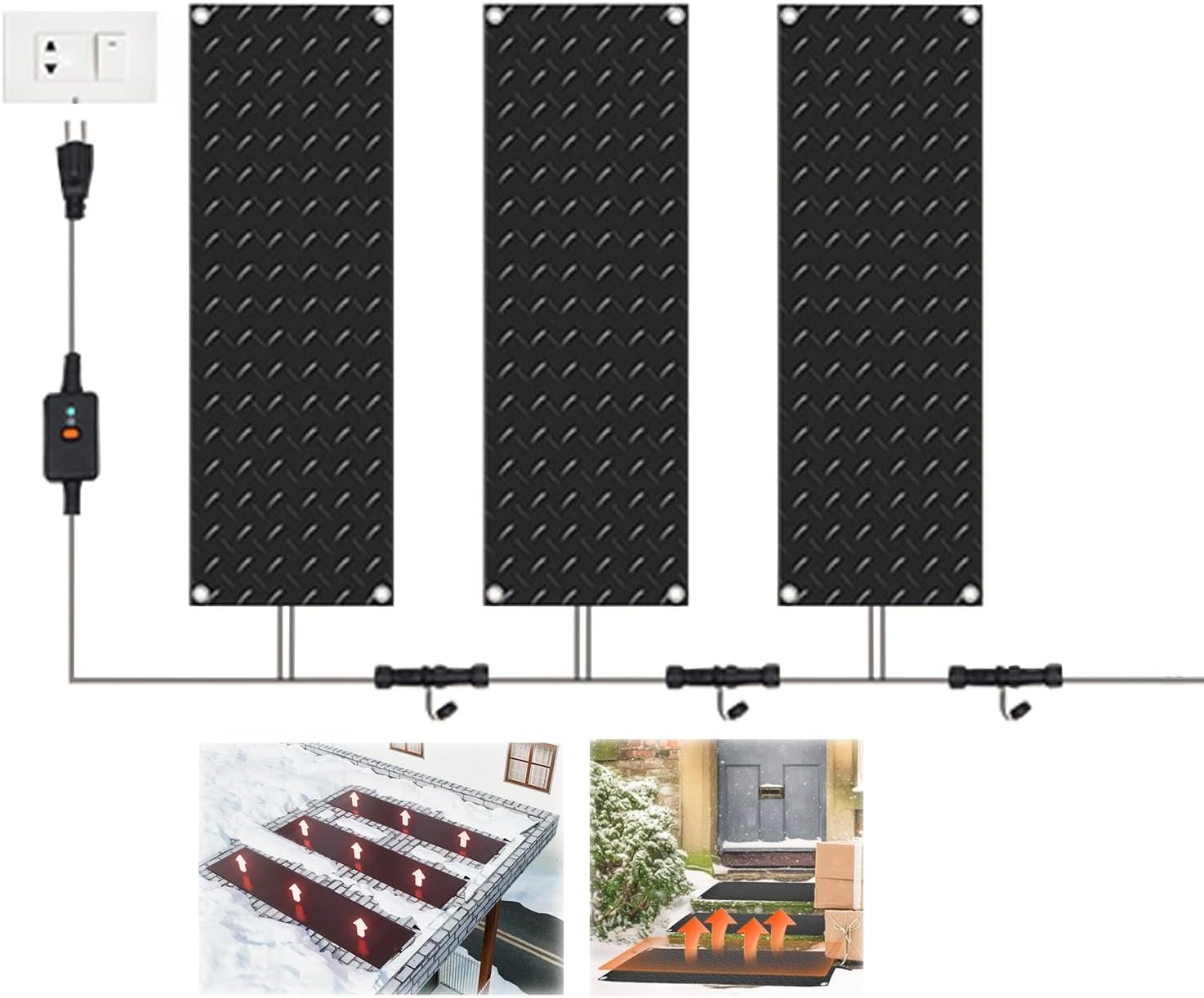 Ice Melting Mats, Heated Outdoor Mats, Snow Melting Mats, Snow Pads for Stair Treads, Sidewalk, Walkway, Driveway(21