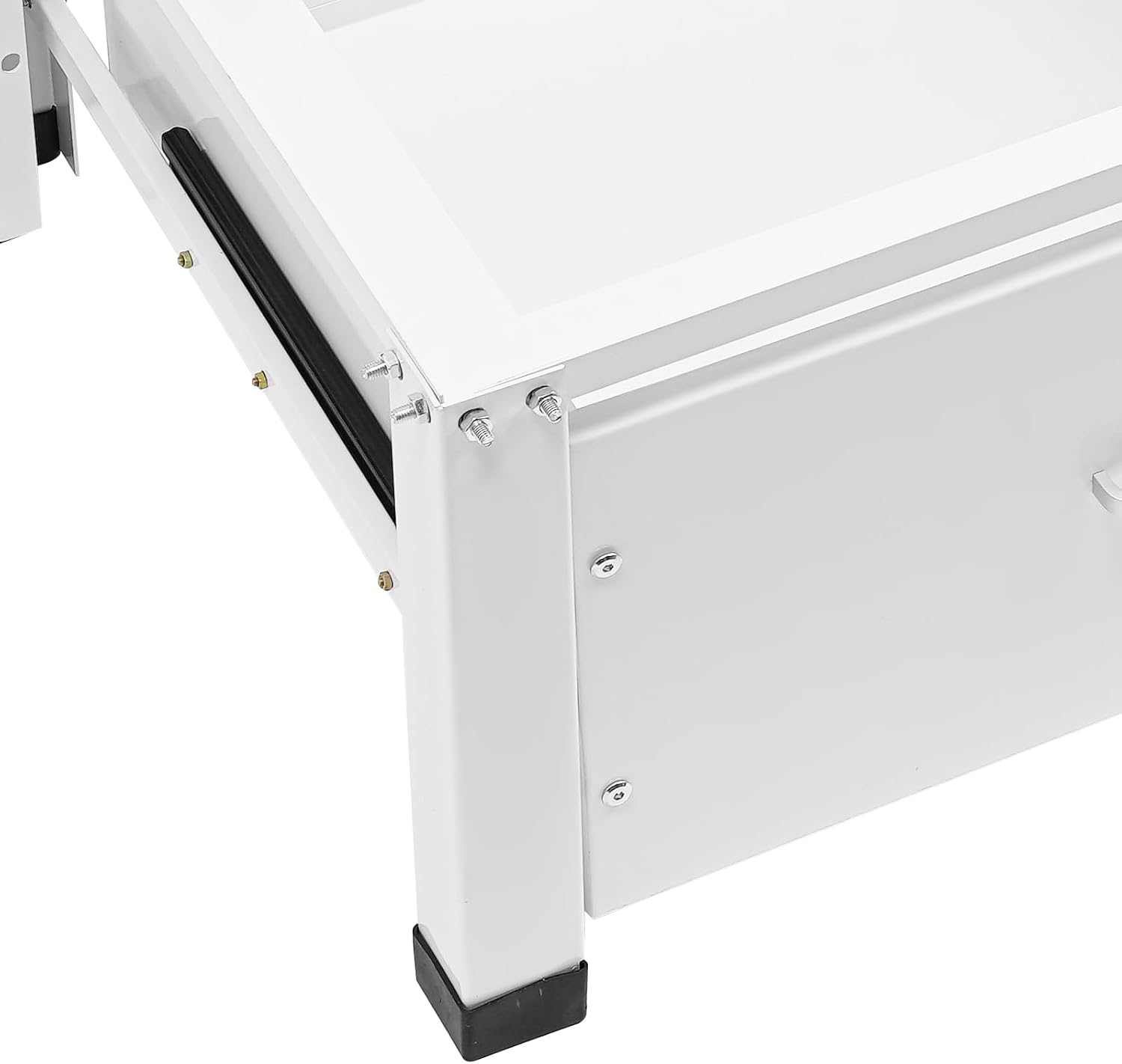 Heavy Duty Double Base Frame for Washer Dryer - 440lbs Capacity with 2 Storage Drawers, Anti-Vibration Laundry Pedestal Stand White
