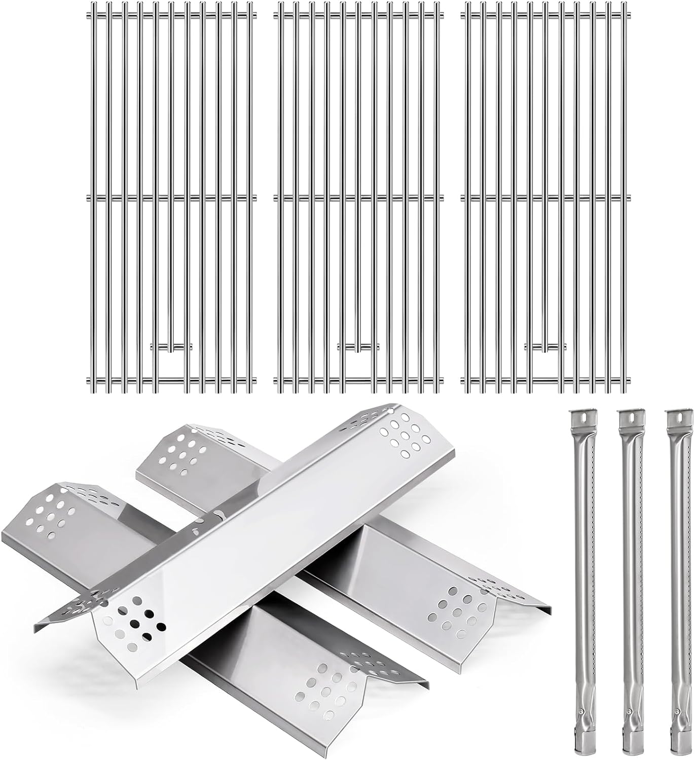 Hiorucet Grill Replacement Part for Kitchen Aid 3-Burner Gas Grills 720-0787D, 720-0953, 730-0953, 720-0953A, Stainless Steel Cooking Grates, Heat Plates, Burners for Kitchen Aid 720-0787D Grill Parts