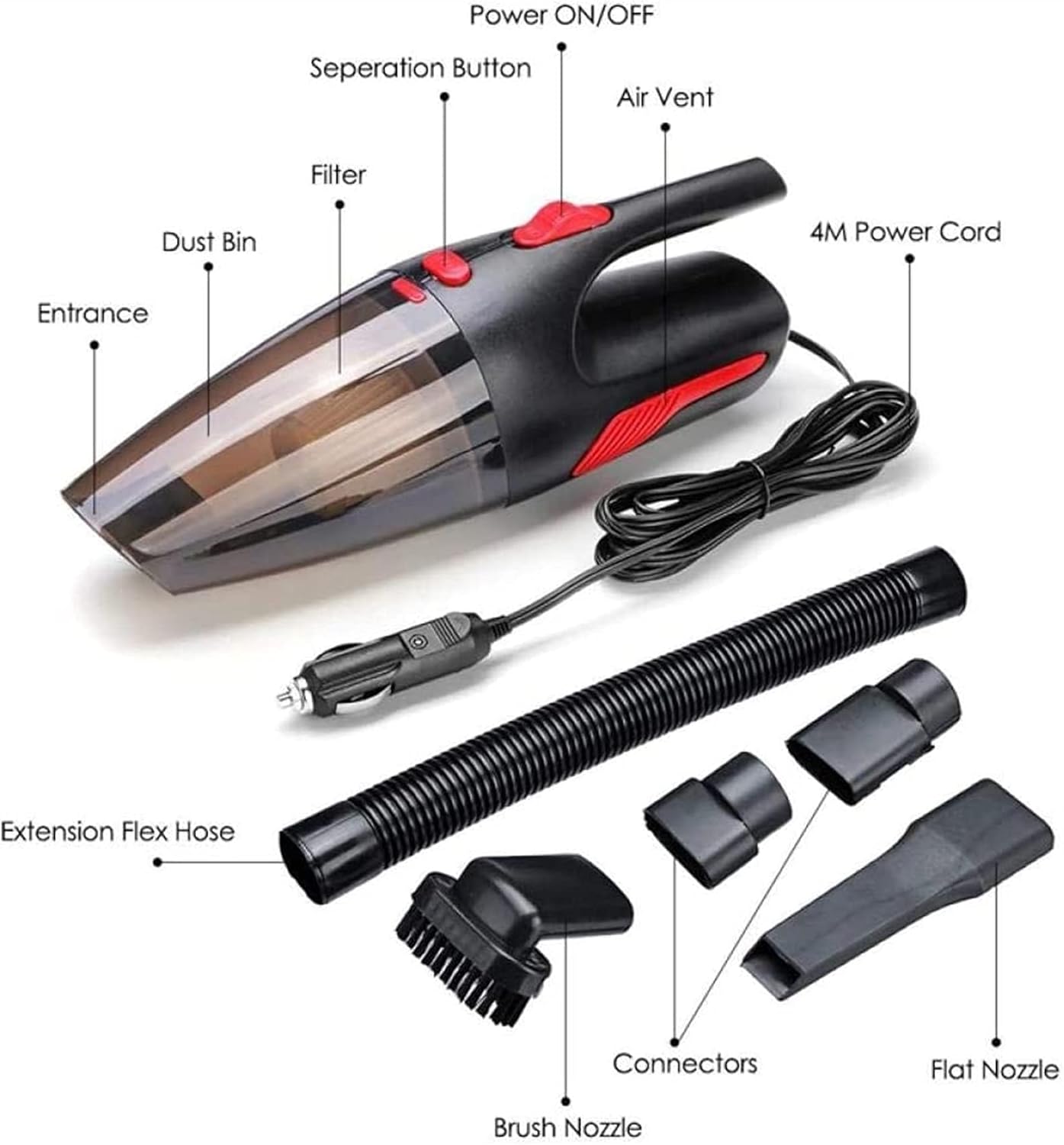 Handheld Vacuum, 5000PA with Powerful Cyclonic Suction, Lightweight Portable Hand Vacuum Cleaner Powered for Home and Car Cleaning