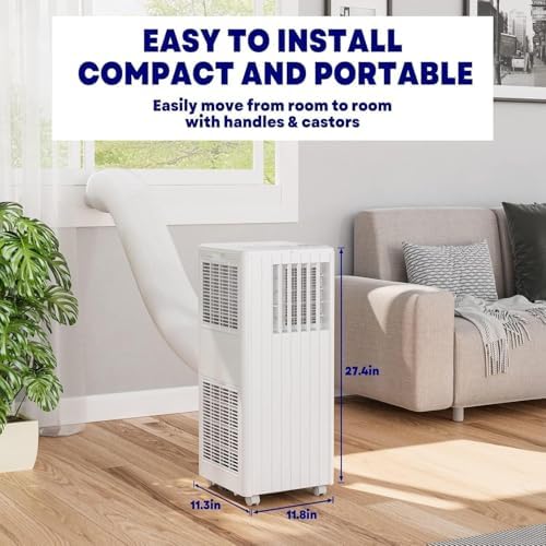 Air Conditioners Portable 8,000 BTU, Room Air Conditioner for 350 sq.ft. Remote Control & Fast Cooling for Bedroom, Dorms, Indoor Rooms - White