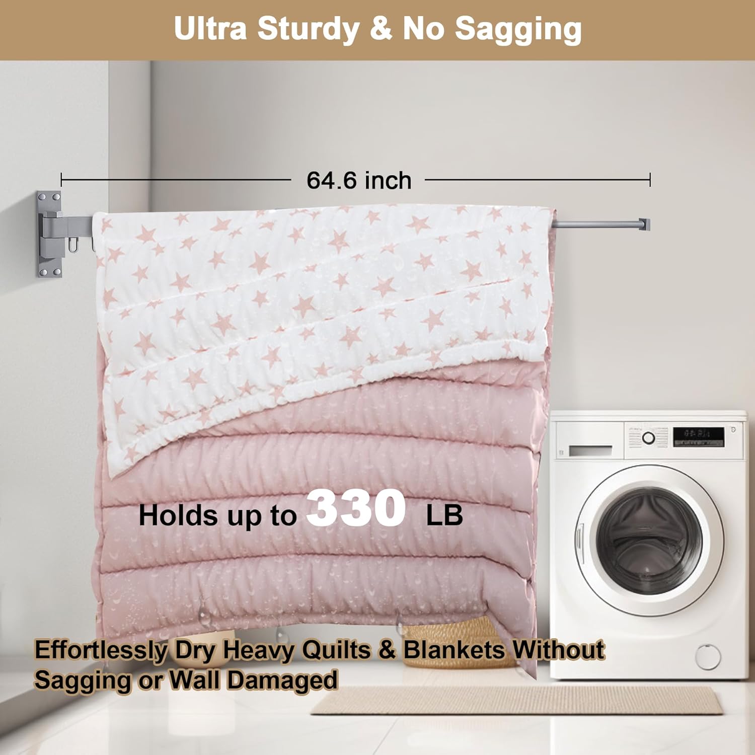 Bakala Clothes Drying Rack, Laundry Drying Rack Foldable, Heavy-Duty Space Saving Hangers, Wall Mounted Clothing Racks for Laundry Room Organization, Folding, Retractable 64