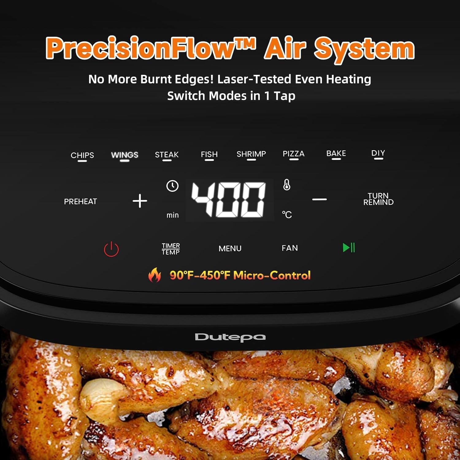 Air Fryer 8-in-1, 4.5Qt Air Fryer, Space-Saving & Compact with DC Motor, Fast & Crispy Cooking, Adjustable Fan Speed, 95% Less Oil for Healthy Family Meals, Dishwasher Safe