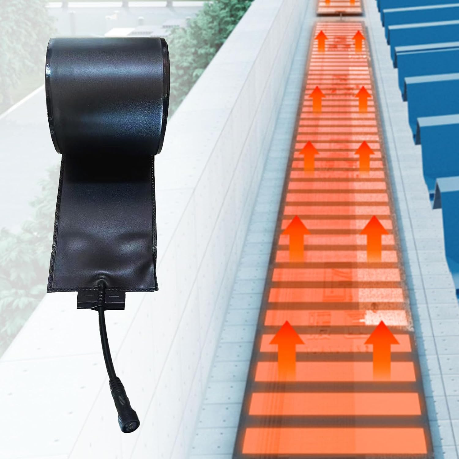 Outdoor Electric Snow Melting Mats for Roof and Gutters,PVC Material,12 Cm Wide,50℃/122℉ Roof Snow De-Icing Kit,Heater for Roof,Snow Melting System,for Ice Dam & Pipe(Size:760cm/299.21in)