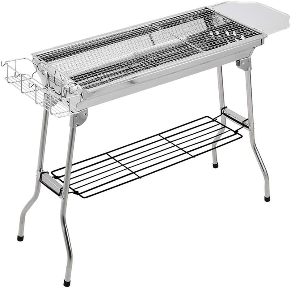 Barbecue Charcoal Grill Stainless Steel Folding Portable BBQ Tool Kits for Outdoor Cooking Camping Hiking Picnics Tailgating
