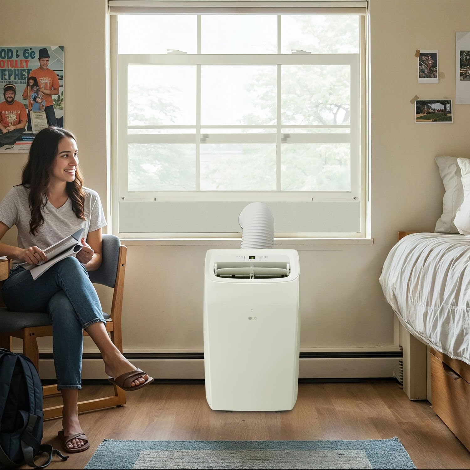 LG 8,350 BTU (DOE) / 12,000 BTU (ASHRAE) Smart Portable Air Conditioner, Cools 350 Sq.Ft. (14' x 25' room size),Smartphone & Voice Control works with LG ThinQ, Amazon Alexa and Hey Google, 115V
