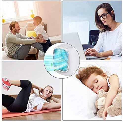 Mini Air Conditioner Portable Air Cooler 7 Colors LED USB Cooler Fan Air Cooling Fan Rechargeable Fan for Office Room