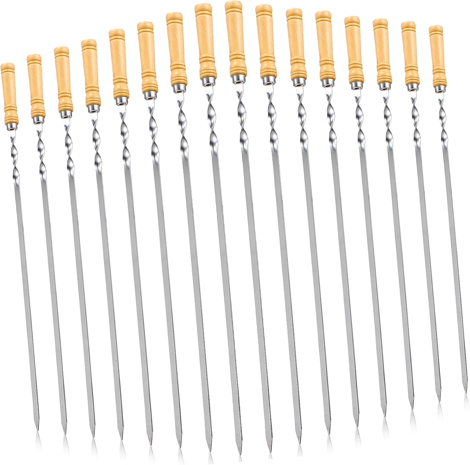 Hemoton 18pcs Bbq Skewers Stainless Steel Bbq Sticks Wooden Handle Chicken Kebab Grill Utensils Cooking Accessories for Outdoor Dining