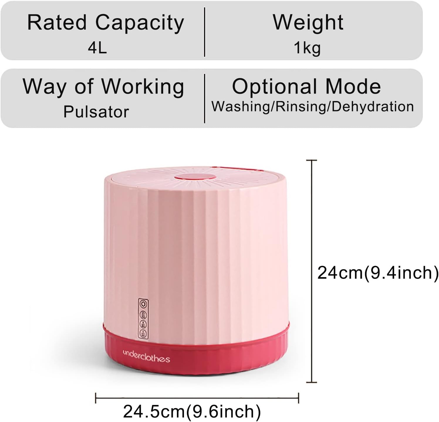 Portable Washing Machine, Mini Washer, Folding Washing Machine with Spin-Dry, Perfect for Camping, Travelling, Apartment (Color : Pink)